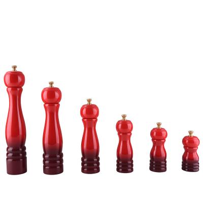 China Paint Viable Gradient Spray Pepper Grinder Seasoning Bottle Manual Universal Kitchen Tools Wooden Pepper Mill Grinder for sale