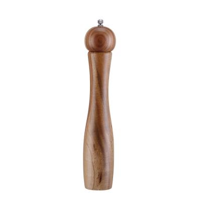 China Viable Thickness Acacia Wood Pepper Grinder Manual Adjustment and Fine Pepper Crusher Wood Spice Seasoning Multifunctional Grinder for sale