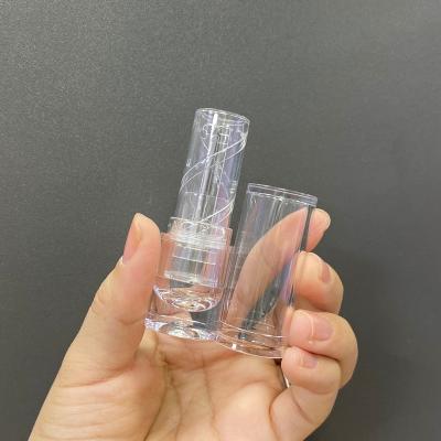 China Low moq frosted clear lipstick tube frosted silver empty plastic custom lip balm packaging round full transparent clear lipstick tube container wholesale for sale