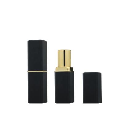 China Lipstick Tube With Clear Bottom Low MOQ No Logo Hot Selling Ready To Ship Matte Black Square Empty Cosmetic Packaging Lipstick Container In Stock With Heavy Iron for sale