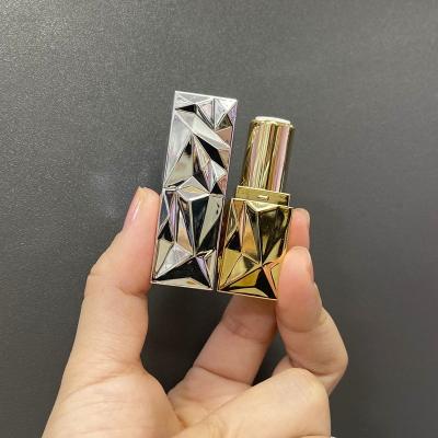 China New design diamond mini square lipstick tube small square mini new design cute diamond crystal luxury empty plastic lipstick tube rose silver lipstick min 2g gold for sale