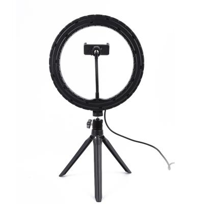 China Mini Wholesale Adjustable USB Rechargeable Desk Led Ring Light with Clip and Phone Holder for sale