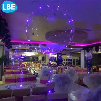 China Transparent PVC +Led Strings Wedding Decoration Transparent Floating Lighted Balloon for sale