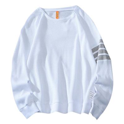 China New Round Neck Waffle Pullover Anti-wrinkle Sweatershirt Autumn Long Sleeve Tops Plus Size Men's Hoodies for sale