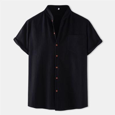 China Anti-pilling Men's Clothing Supplier Custom Button Down Hemp Oversized Canvas Shirt Man Collar Solid White Linen Shirts for sale