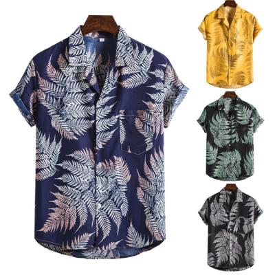 China Anti-pilling Hawaiian Resort Design 30% Polyester 70% Cotton Printed Hawaiian Shirts Custom Made For Men for sale