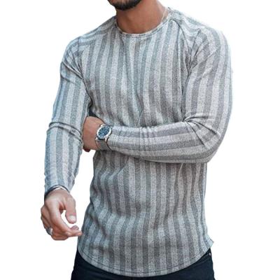 China Wholesale Quality 60% Cotton Colored 40% Polyester Stripes Sleeves T-Shirt Sublimation Anti-Wrinkle Good Fit Custom Slim Mens T-Shirts Long for sale