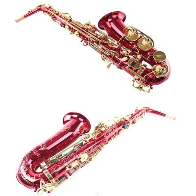 China Hot Professional High End Woodwind Instruments Nickel Plated In Red E Flat Saxophone Instrument Alto Saxophone OEM for sale