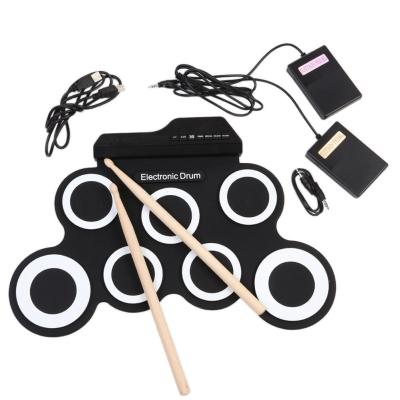 China Silicon + Silicone Plastic Hand Roll Up Electronic Drum Kit Foldable Electric Drum Set for sale