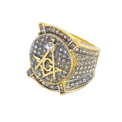 China Wholesale High Quality Alloy Diamond Men's Iced Out Bling Bling Metal Hip Hop Ring Hiphop DAICY Masonic Jewelry for sale