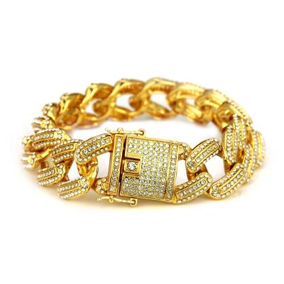 China DAICY Hiphop Jewelry Wholesale Men's Hip Hop Diamond Full Iced Out Cuban Rhinestone Link Bracelet Jewelry for sale