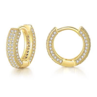 China New Fashion Hiphop DAICY Hip Hop DAICY Mens Brass Gold Micro Circle Bling Pave Zirconia Stud Earrings for sale