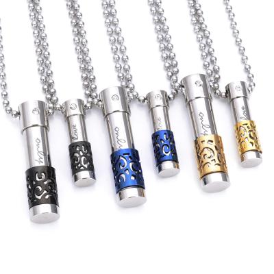 China DAICY New Trendy Wholesale Fashion Couples Stainless Steel Single Bottle Essential Oil Diffuser Open Necklace for sale