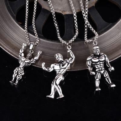 China DAICY Silver Stainless Steel Muscle Man Fitness Casual/Sporty Good Quality Necklace for sale