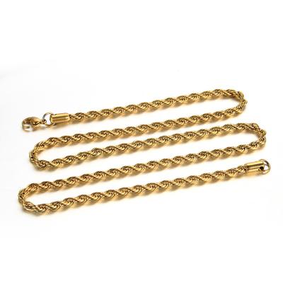 China New hiphop high quality cheap hot sale men's hiphop DAICY latest 18k gold color rope stainless steel jewelry chain for sale