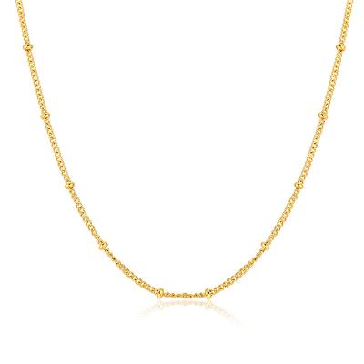 China DAICY fashion women fashion jewelry 18k stainless steel jewelry 18k gold plated simple simple pvd pearl chain necklace for sale