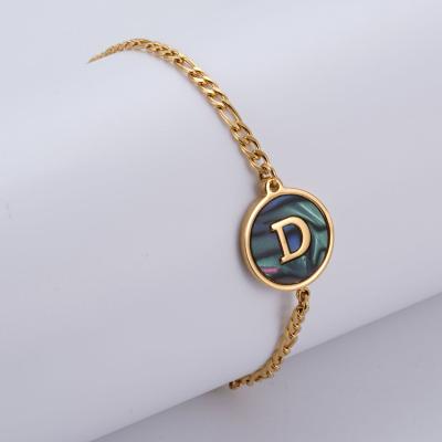 China DAICY Wholesale Cheap FASHIONABLE Stainless Steel Gold Shell Alphabet Bracelet Good Quality Manufacturer for sale