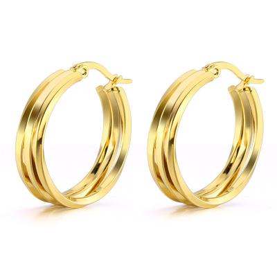 China DAICY FASHIONABLE new designed 3 gram gold earrings good quality shiny polished stainless steel unique design circle beautiful for sale