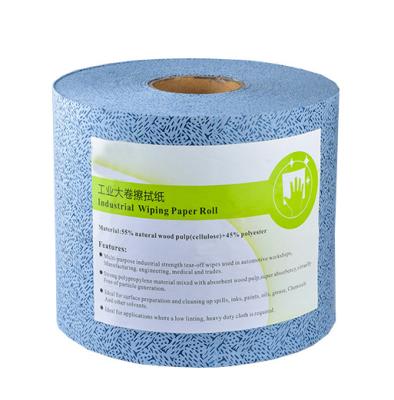 China Source Biodegradable Factory Large Blue Heavy Duty Industrial Rags Elephant Roll Nonwoven Fabrics Disposable Cleaning Cloths for sale