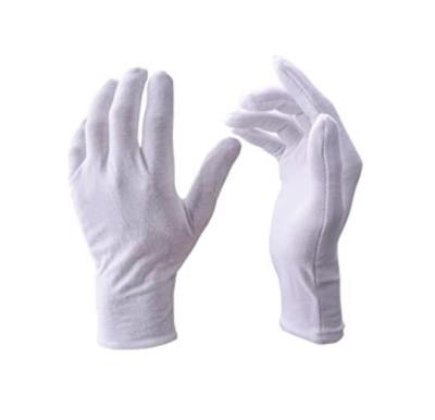 China Cotton 12 Pair Soft White Cotton Gloves Coin Jewelry Silver Inspection With Stretchable Lining Large Size for sale