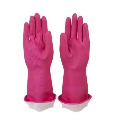 China 1-Pair Large Comfortable Waterproof Household Rubber Cleaning Gloves Silicone Rubber Pink for sale