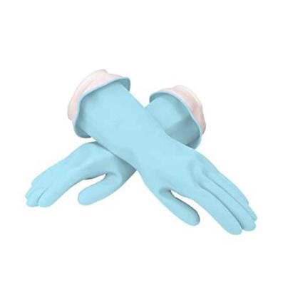 China Comfortable Blue Silicone Household Cleaning Gloves Waterproof Silicone 2 Pair (4 Gloves) for sale