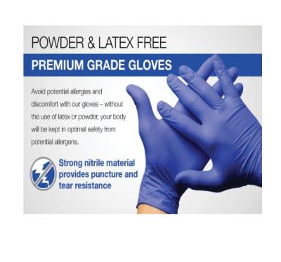 China Wearabe Powder Free Nitrile Gloves Medium 200 Count Machine Soft Non Sterile With Textured Tips - Cool Blue for sale