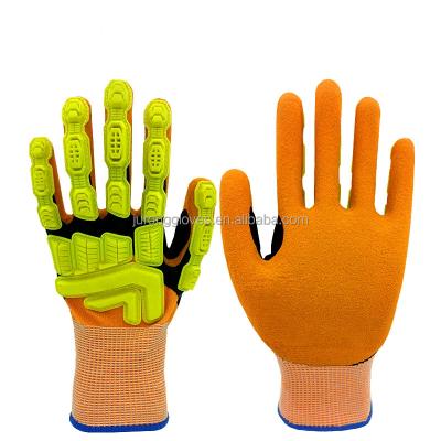 China Home Appliances Customized Grade tpr5 Orange Anti Cut Thread Orange Nitriles Frosting Anti Sliding Anti Wear Protective Work Gloves Oil Proof for sale