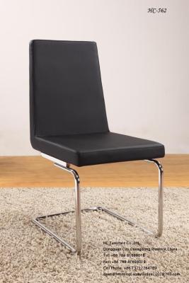 China Brushed Stainless Steel Faux Leather Dining Chairs With Black Pu Leather for sale