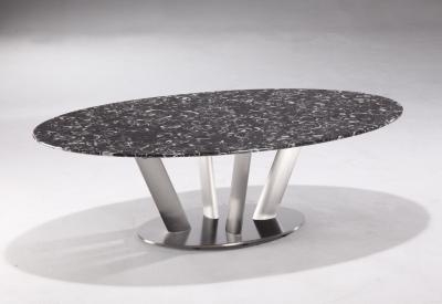 China Black Fossil Round Marble Top Coffee Table / Marble Dining Room Table for sale