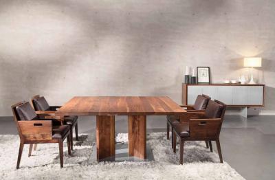 China Grote Houten Meubilaireettafel en Stoelen Natuurlijke Zwarte voor Bureau Te koop