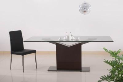 China Temperature Processed Glass Top  Dining Table With Modern Simple Design for sale