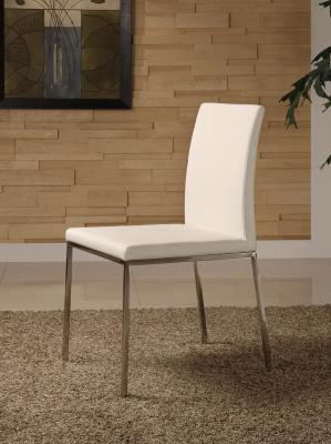 China Stainless Steel White Faux Leather Dining Chairs 500*590*800mm for sale