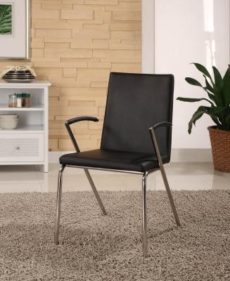 China Modern Simple Living Stainless Steel Leather Dining Chairs Black for sale