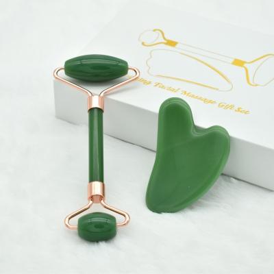 China Hot Selling European and American Border Portable Dongling Jade Roller Green White Jade Massager Factory Straight Hair for sale