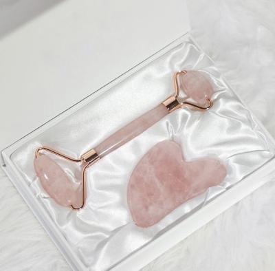 China Peel Tighten Pink Rose Quartz Guasha Christmas Gift Butterfly Shape Natural Rose Quartz Jade Stone Board Guasha Board For Face for sale