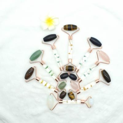 China Skin Tightening Hot Pink Gua Sha Roller Cheap Sales 100% Crystal Stone Guarantee Custom LOGO Facial Massager Natural Jade Set Rose Quartz Roller for sale