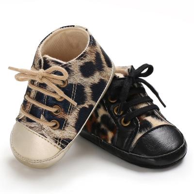 China Wholesale PU upper Leopard print 0-2 years Outdoor leather baby shoes for sale