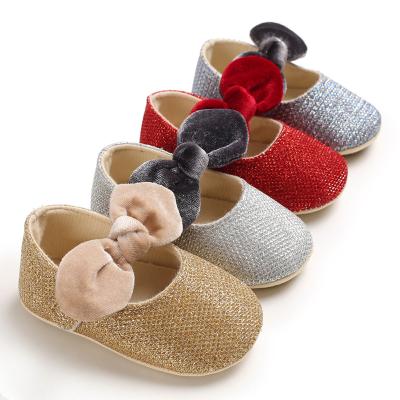 China Rubber sole handmade pu With bowknot princess dress party toddler baby girl shoes for sale