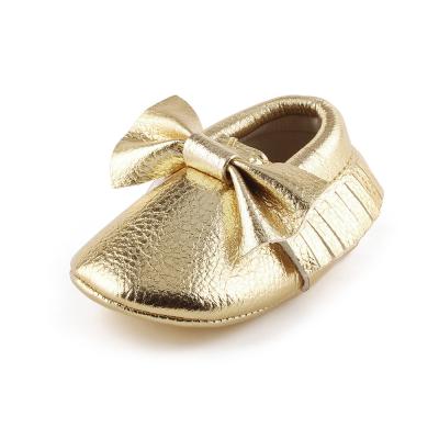 China New style PU Leather shoes Tassel bowknot 0-2 years boy and girl Holiday party baby leather shoes for sale