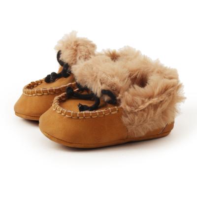 China 2019 winter Velvet plush Moccasins 0-2 years boy and girl Warm baby booties for sale