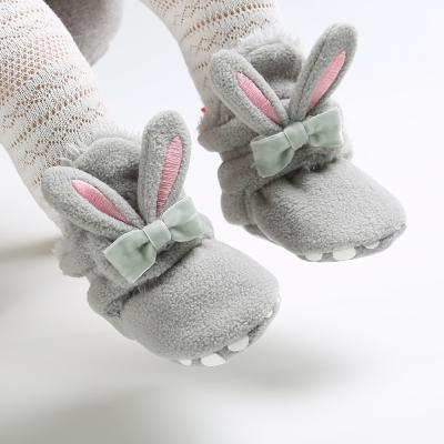 China Fancy 2019 winter Flannel warm cute rabbit infant girl crib socks baby booties for sale