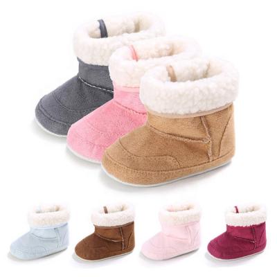 China 7 colors soft-sole Winter snow warm Walking shoes Newborn toddler baby fur boot for sale