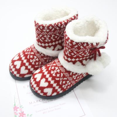 China Fashion trend hot selling heart printed slippers super warm cashmere indoor boots for women and girls for sale