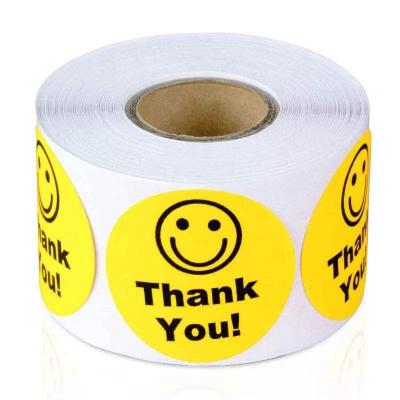 China Hot Selling Recycled Materials Amazon Package Stickers Circle Smile Multi Color Thank You Stickers, Length 2.5mm, 500pcs as one set for sale