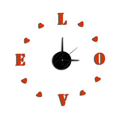 China DIY Style Antique Modern Fashion Wall Clock 50x50cm EVA Paste Red LOVE Wall Sticker Creative Decoration Clock for sale