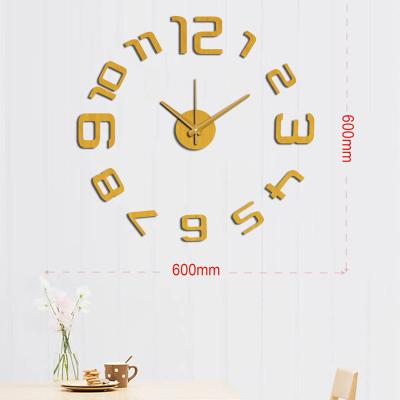 China Newcomer 10EM109G fashion style EVA sticker modern antique kitchen wall clock gold numeral diy decorative 3d wall clock big large for sale