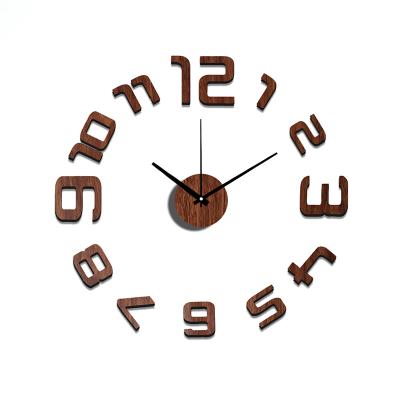 China Large antique style wall clocks10EW109 fashion sticker EVA digits kitchen wall clock decorative wood color 3d wall clock diy large for sale