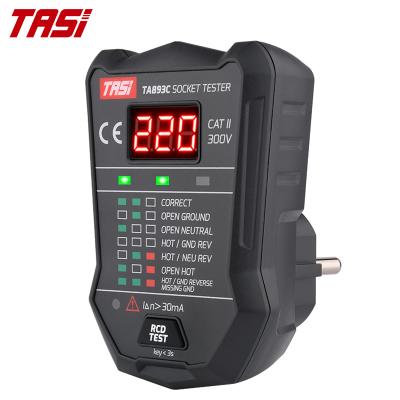 China TASI TA893C 175V~250V Voltage Tester RCD GFCI Tester EU Plug In European Wall Socket Tester 87x58x63mm for sale