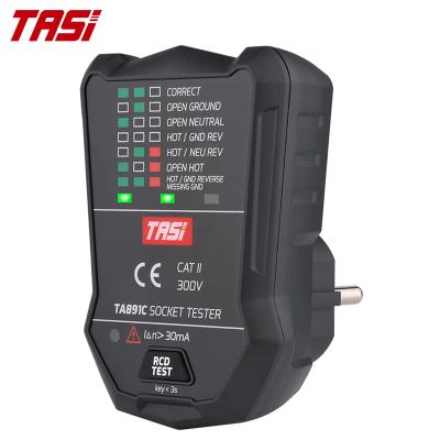 China TASI TA891C 175V~250V Voltage Tester with Indicator RCD GFCI Tester EU Plug European Socket Tester 87*58*63mm for sale